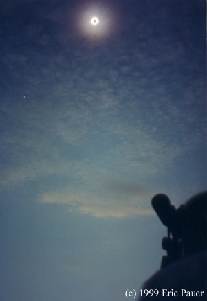 Wide angle view of eclipsed sun and Venus
